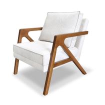 Poltrona Decorativa Base de Madeira Monalisa Luxo Boucle Off White - Loja Sheep