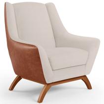 Poltrona Decorativa Base Em Madeira Juliet D02 material sintético Camel B-38 Linho Cru C-443 - Lyam Decor Poltrona Decorativa Base Em Madeira Juliet D02 material sintético Camel B-38 Linho Cru C-443 - Lyam Decor