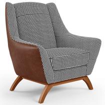 Poltrona Decorativa Base Em Madeira Juliet D02 material sintético Marrom B-38 Pied Poule - Lyam Decor