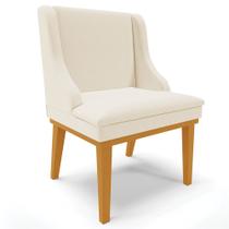 Poltrona Decorativa Base Fixa de Madeira Firenze Linho Bege/Castanho G19 - Gran Belo Poltrona Decorativa Base Fixa de Madeira Firenze Linho Bege/Castanho G19 - Gran Belo