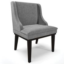 Poltrona Decorativa Base Fixa de Madeira Firenze Linho Grafite/Preto G19 - Gran Belo Poltrona Decorativa Base Fixa de Madeira Firenze Linho Grafite/Preto G19 - Gran Belo