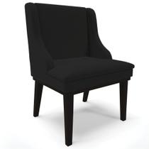 Poltrona Decorativa Base Fixa de Madeira Firenze Linho Preto G19 - Gran Belo Poltrona Decorativa Base Fixa de Madeira Firenze Linho Preto G19 - Gran Belo