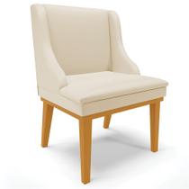 Poltrona Decorativa Base Fixa de Madeira Firenze PU Bege/Castanho G19 - Gran Belo Poltrona Decorativa Base Fixa de Madeira Firenze PU Bege/Castanho G19 - Gran Belo