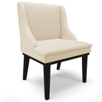 Poltrona Decorativa Base Fixa de Madeira Firenze PU Bege/Preto G19 - Gran Belo Poltrona Decorativa Base Fixa de Madeira Firenze PU Bege/Preto G19 - Gran Belo