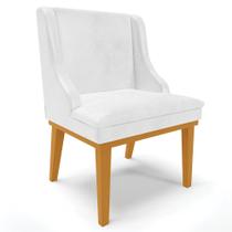 Poltrona Decorativa Base Fixa de Madeira Firenze PU Branco Brilho/Castanho G19 - Gran Belo Poltrona Decorativa Base Fixa de Madeira Firenze PU Branco Brilho/Castanho G19 - Gran Belo