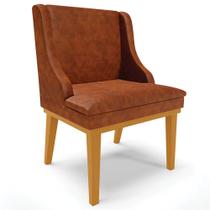 Poltrona Decorativa Base Fixa de Madeira Firenze PU Nozes/Castanho G19 - Gran Belo Poltrona Decorativa Base Fixa de Madeira Firenze PU Nozes/Castanho G19 - Gran Belo