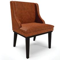 Poltrona Decorativa Base Fixa de Madeira Firenze PU Nozes/Preto G19 - Gran Belo Poltrona Decorativa Base Fixa de Madeira Firenze PU Nozes/Preto G19 - Gran Belo