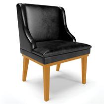 Poltrona Decorativa Base Fixa de Madeira Firenze PU Preto Brilho/Castanho G19 - Gran Belo Poltrona Decorativa Base Fixa de Madeira Firenze PU Preto Brilho/Castanho G19 - Gran Belo