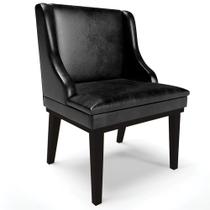 Poltrona Decorativa Base Fixa de Madeira Firenze PU Preto Brilho G19 - Gran Belo Poltrona Decorativa Base Fixa de Madeira Firenze PU Preto Brilho G19 - Gran Belo