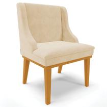 Poltrona Decorativa Base Fixa de Madeira Firenze Suede Bege/Castanho G19 - Gran Belo Poltrona Decorativa Base Fixa de Madeira Firenze Suede Bege/Castanho G19 - Gran Belo
