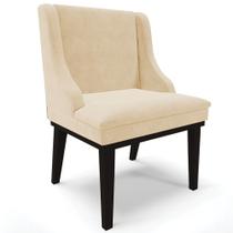 Poltrona Decorativa Base Fixa de Madeira Firenze Suede Bege/Preto G19 - Gran Belo Poltrona Decorativa Base Fixa de Madeira Firenze Suede Bege/Preto G19 - Gran Belo