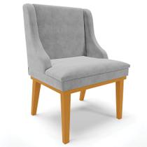 Poltrona Decorativa Base Fixa de Madeira Firenze Suede Cinza/Castanho G19 - Gran Belo Poltrona Decorativa Base Fixa de Madeira Firenze Suede Cinza/Castanho G19 - Gran Belo