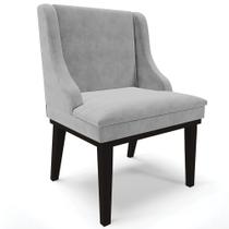 Poltrona Decorativa Base Fixa de Madeira Firenze Suede Cinza/Preto G19 - Gran Belo Poltrona Decorativa Base Fixa de Madeira Firenze Suede Cinza/Preto G19 - Gran Belo
