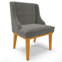 Poltrona Decorativa Base Fixa de Madeira Firenze Suede Grafite/Castanho G19 - Gran Belo Poltrona Decorativa Base Fixa de Madeira Firenze Suede Grafite/Castanho G19 - Gran Belo