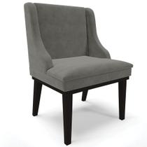 Poltrona Decorativa Base Fixa de Madeira Firenze Suede Grafite/Preto G19 - Gran Belo Poltrona Decorativa Base Fixa de Madeira Firenze Suede Grafite/Preto G19 - Gran Belo