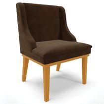 Poltrona Decorativa Base Fixa de Madeira Firenze Suede Marrom/Castanho G19 - Gran Belo Poltrona Decorativa Base Fixa de Madeira Firenze Suede Marrom/Castanho G19 - Gran Belo