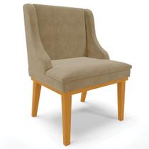 Poltrona Decorativa Base Fixa de Madeira Firenze Suede Nude/Castanho G19 - Gran Belo Poltrona Decorativa Base Fixa de Madeira Firenze Suede Nude/Castanho G19 - Gran Belo