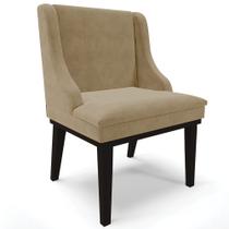 Poltrona Decorativa Base Fixa de Madeira Firenze Suede Nude/Preto G19 - Gran Belo Poltrona Decorativa Base Fixa de Madeira Firenze Suede Nude/Preto G19 - Gran Belo