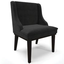 Poltrona Decorativa Base Fixa de Madeira Firenze Suede Preto G19 - Gran Belo Poltrona Decorativa Base Fixa de Madeira Firenze Suede Preto G19 - Gran Belo