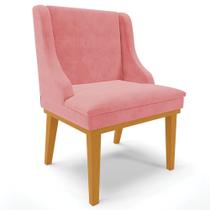 Poltrona Decorativa Base Fixa de Madeira Firenze Suede Rose/Castanho G19 - Gran Belo Poltrona Decorativa Base Fixa de Madeira Firenze Suede Rose/Castanho G19 - Gran Belo