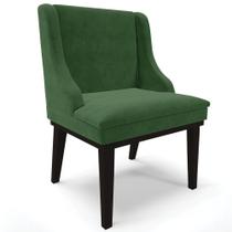 Poltrona Decorativa Base Fixa de Madeira Firenze Suede Verde Esmeralda/Preto G19 - Gran Belo