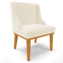 Poltrona Decorativa Base Fixa de Madeira Firenze Veludo Bege/Castanho G19 - Gran Belo Poltrona Decorativa Base Fixa de Madeira Firenze Veludo Bege/Castanho G19 - Gran Belo