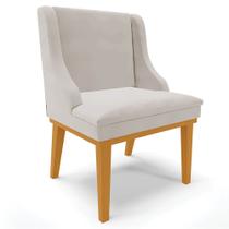 Poltrona Decorativa Base Fixa de Madeira Firenze Veludo Cinza/Castanho G19 - Gran Belo Poltrona Decorativa Base Fixa de Madeira Firenze Veludo Cinza/Castanho G19 - Gran Belo