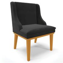 Poltrona Decorativa Base Fixa de Madeira Firenze Veludo Preto/Castanho G19 - Gran Belo Poltrona Decorativa Base Fixa de Madeira Firenze Veludo Preto/Castanho G19 - Gran Belo