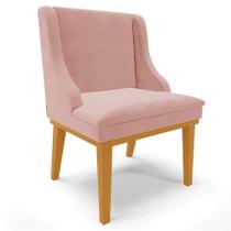 Poltrona Decorativa Base Fixa de Madeira Firenze Veludo Rose/Castanho G19 - Gran Belo Poltrona Decorativa Base Fixa de Madeira Firenze Veludo Rose/Castanho G19 - Gran Belo