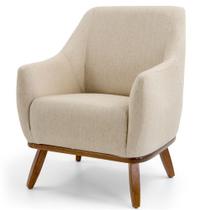 Poltrona Decorativa Base Fixa de Madeira Paloma Algodão C-129 - Lyam Decor