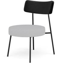 Poltrona Decorativa Base Fixa Londres L02 material sintético Preto Linho Cinza - Lyam