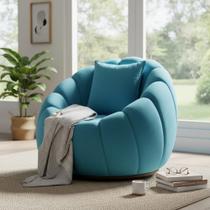 Poltrona Decorativa Base Giratória Concha Veludo Azul Turquesa Poltrona Decorativa Base Giratória Concha Veludo Azul Turquesa