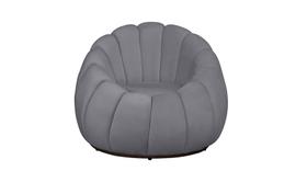 Poltrona Decorativa Base Giratória Concha Veludo Cinza