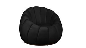 Poltrona Decorativa Base Giratória Concha Veludo Preto
