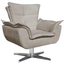 Poltrona Decorativa Base Giratória Cromada Charger Suede Nude G19 - Gran Belo Poltrona Decorativa Base Giratória Cromada Charger Suede Nude G19 - Gran Belo