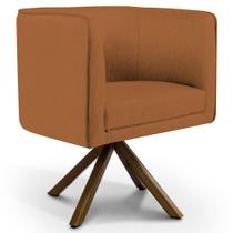 Poltrona Decorativa Base Giratória de Madeira Betina D02 Veludo Telha B-262 - Lyam Decor