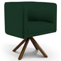Poltrona Decorativa Base Giratória de Madeira Betina D02 Veludo Verde Musgo D-303 - Lyam Decor Poltrona Decorativa Base Giratória de Madeira Betina D02 Veludo Verde Musgo D-303 - Lyam Decor