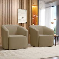 Poltrona Decorativa Base Giratória Kit 2 Stella Max Suede Marrom Rato D03 - D'Rossi Poltrona Decorativa Base Giratória Kit 2 Stella Max Suede Marrom Rato D03 - D'Rossi