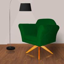 Poltrona Decorativa Base Giratoria Madeira Marcela Suede Verde - LM DECOR