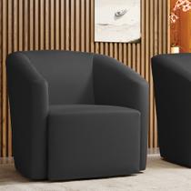 Poltrona Decorativa Base Giratória Stella Max Sintético Preto D03 - D'Rossi