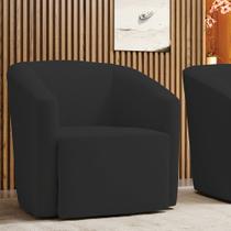Poltrona Decorativa Base Giratória Stella Max Veludo Preto D03 - D'Rossi