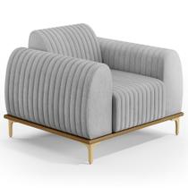 Poltrona Decorativa Base Gold Molino D06 Linho D-315 Cinza - Mpozenato