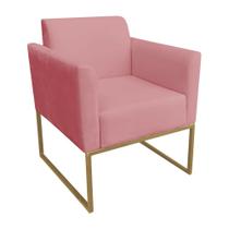 Poltrona Decorativa Base Industrial Dourada Maressa S17 Suede Rosê - Ibiza Poltrona Decorativa Base Industrial Dourada Maressa S17 Suede Rosê - Ibiza