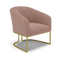 Poltrona Decorativa Base Industrial Dourado Stella Bouclê D03 - D'Rossi