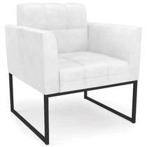 Poltrona Decorativa Base Industrial Preto Ana Sintético Pu Branco - Ibiza Poltrona Decorativa Base Industrial Preto Ana Sintético Pu Branco - Ibiza