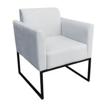 Poltrona Decorativa Base Industrial Preto Maressa S10 Suede Cinza - Ibiza