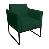 Poltrona Decorativa Base Industrial Preto Maressa S23 Suede Verde - Ibiza