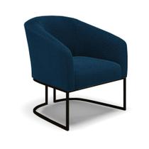 Poltrona Decorativa Base Industrial Preto Stella Bouclê Azul D03 - D'Rossi