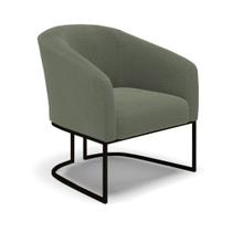 Poltrona Decorativa Base Industrial Preto Stella Bouclê Verde Pistache D03 - D'Rossi