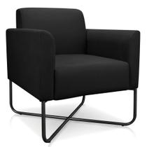 Poltrona Decorativa Base Industrial X Preta Maressa S07 Suede Preto - Ibiza